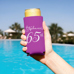 Pink Cheers to 65 Years 65th Birthday Party Seltzer Can Cooler
