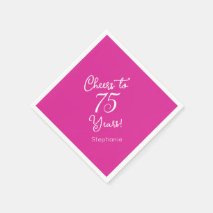 Pink Cheers to 75 Years 75th Birthday Napkin