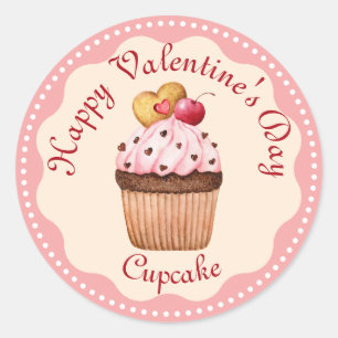 Pink Cheery Cupcake Classic Round Sticker