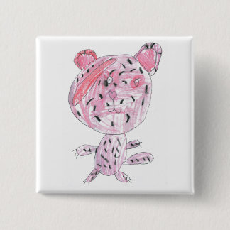 Pink cheetah 2 inch square button