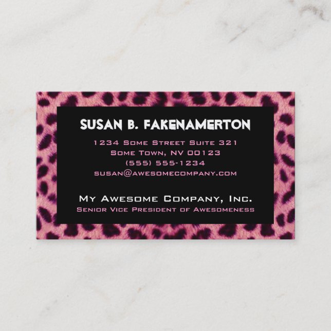 Pink Cheetah Animal Print Business Card (Front)