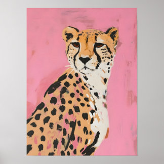 Pink Cheetah Art Print – Modern Safari Wall Art fo