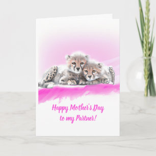Pink Cheetah Cubs Partner Mother's Day Card