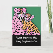 Pink Cheetah Mom + Cub Mothers Day Daughter-in-Law