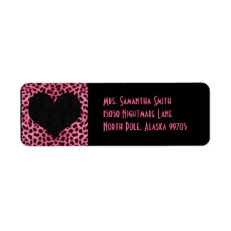 Pink Cheetah Print Black Heart - Custom Address
