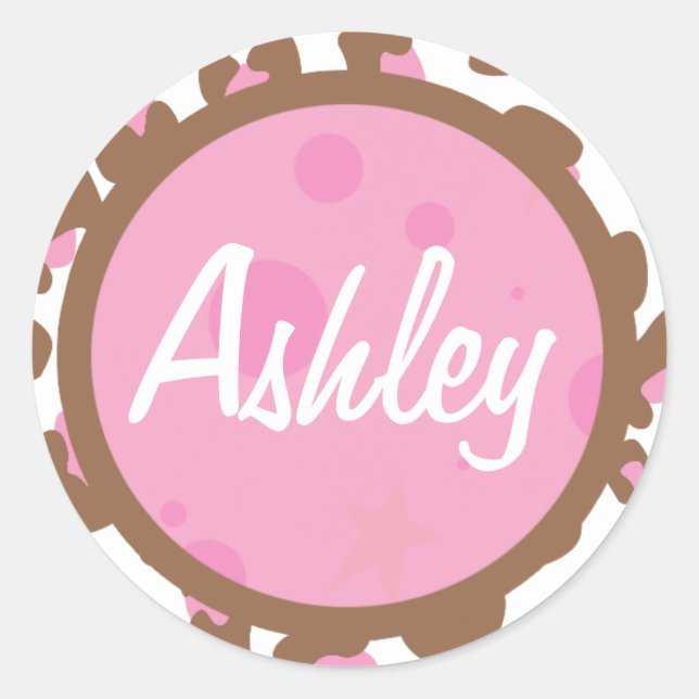 Pink Cheetah Print Classic Round Sticker (Front)