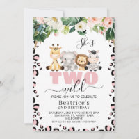 Pink Cheetah Print Cute Two Wild 2nd Birthday