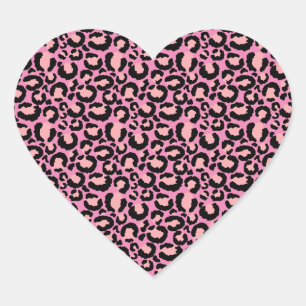 Pink Cheetah Print Heart Sticker