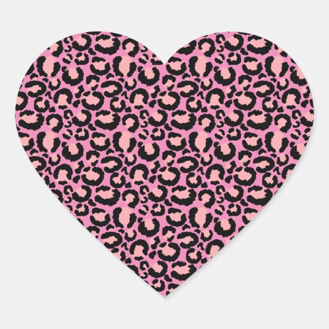 Pink Cheetah Print Heart Sticker (Front)
