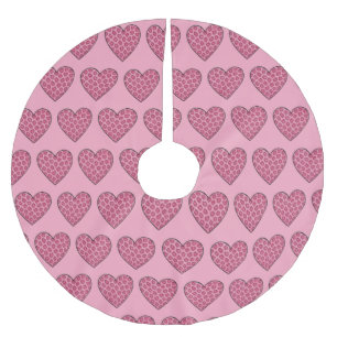 Pink Cheetah Print Hearts Brushed Polyester Tree Skirt