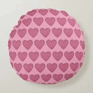 Pink Cheetah Print Hearts Round Pillow