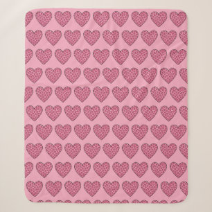 Pink Cheetah Print Hearts Sherpa Blanket