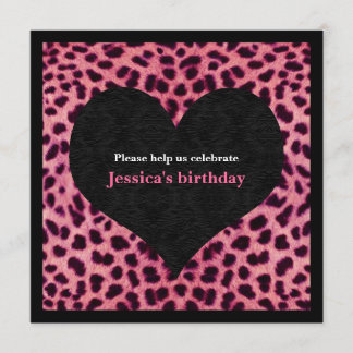 Pink Cheetah Print Party Invitation