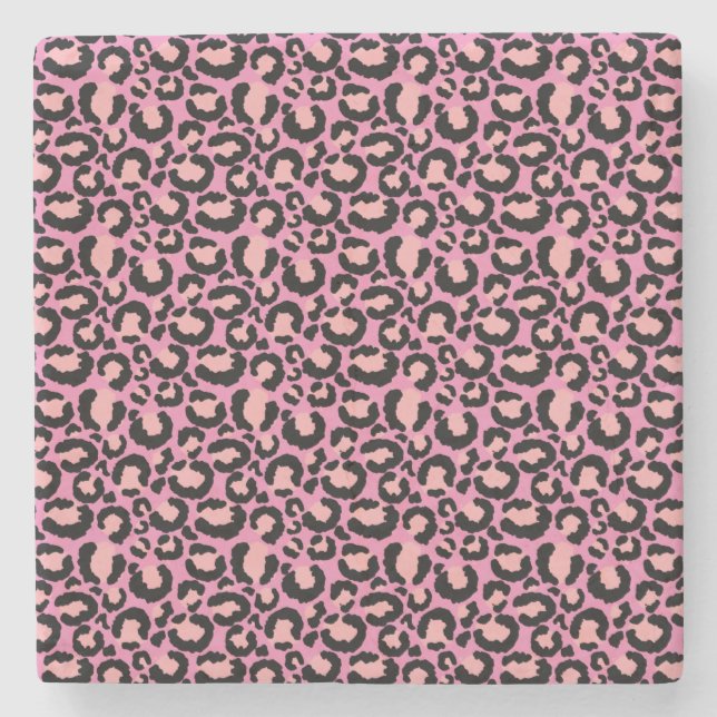 Pink Cheetah Print Stone Coaster (Front)