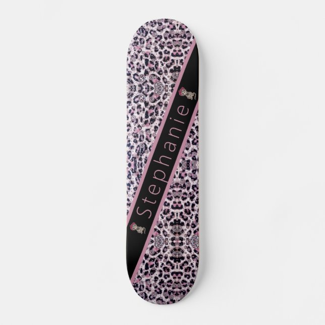 Pink Cheetah Skateboard (Front)