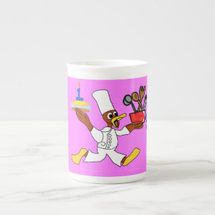 Pink Chef Ducky Birthday Bone China Mug