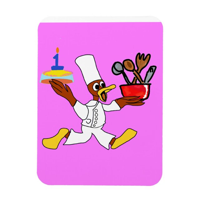 Pink Chef Ducky Kazoo Flexible Photo Magnet (Vertical)