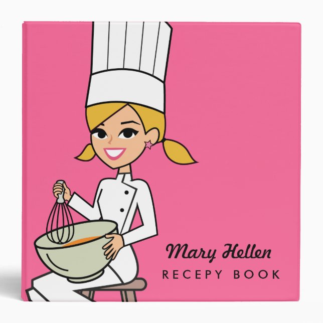 Pink Chef Themed Recipe Binder (Front)