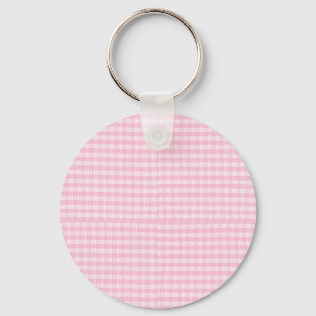 Pink Chequerboard Fabric Background Template Keychain (Front)