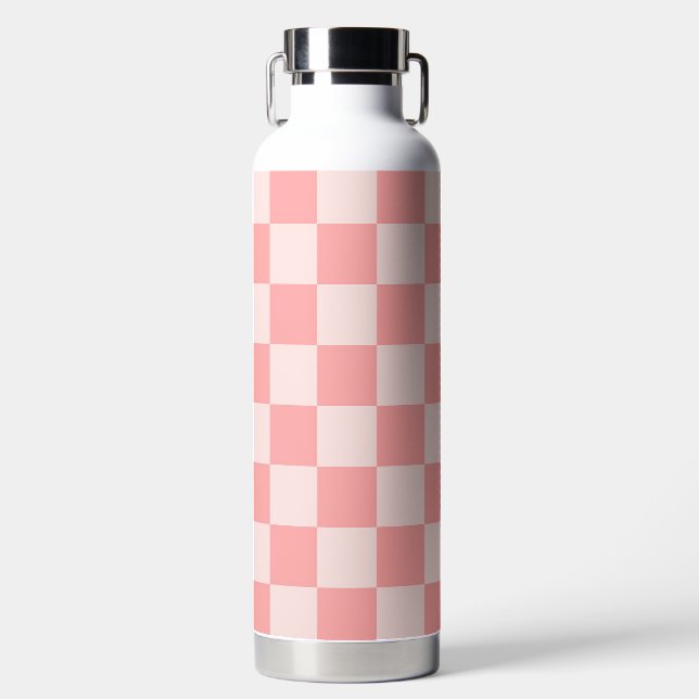 Pink Chequerboard Water Bottle (Front)