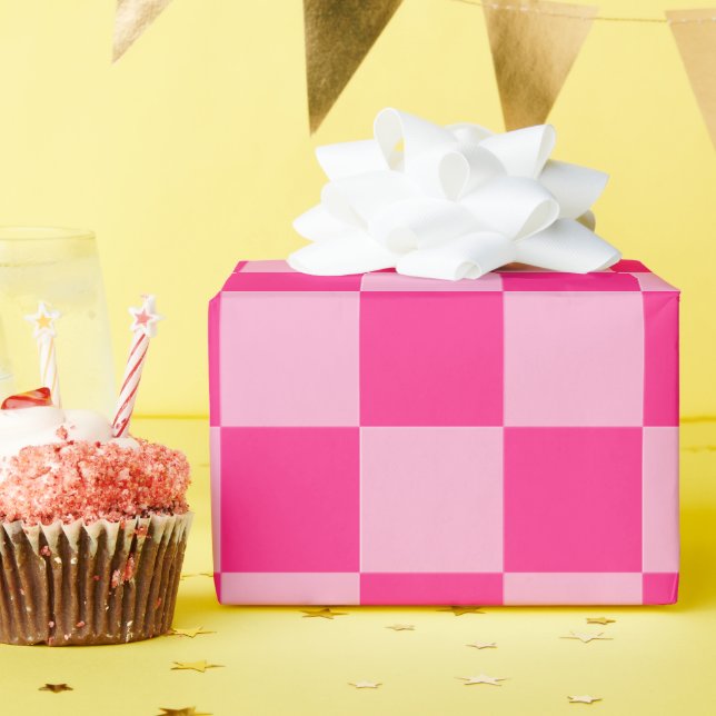 Pink Chequerboard Wrapping Paper (Birthday Party)