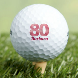 Pink Chequered 80th Birthday Golfer 80 Years Old Golf Balls