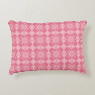 Pink Chequered Argyle Pattern Accent Pillow