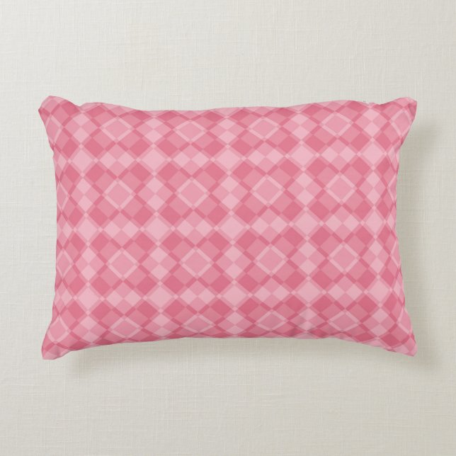 Pink Chequered Argyle Pattern Accent Pillow (Front)