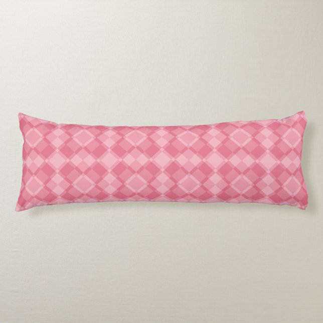 Pink Chequered Argyle Pattern Body Pillow (Front)