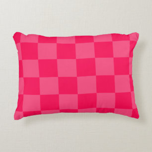 Pink chequered background accent pillow