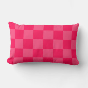 Pink chequered background lumbar pillow