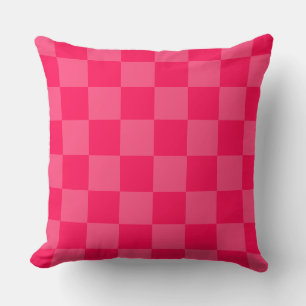 Pink chequered background throw pillow