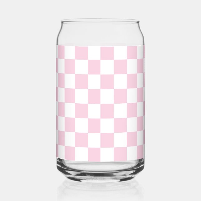  Pink Chequered Can Glass, Sweet Water Decor Can Glass (Right)