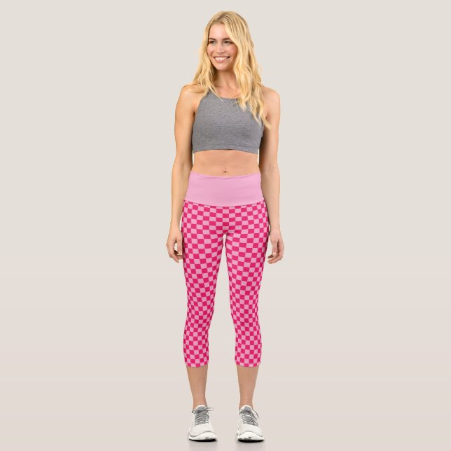 Pink Chequered Capri Leggings (Front)
