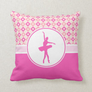 Pink Chequered Diamonds Dance with Monogram Throw Pillow