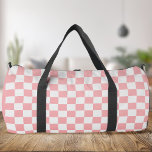 Pink Chequered Duffle Bag<br><div class="desc">Pink chequered square pattern duffle bag</div>