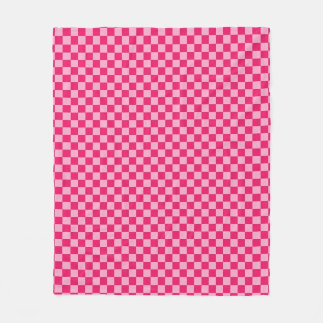 Pink Chequered Fleece Blanket (Front)