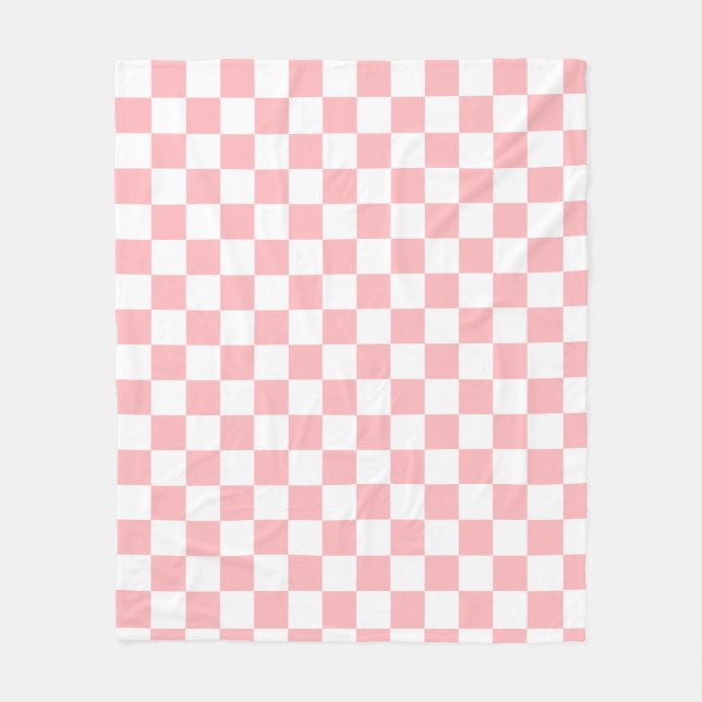 Pink Chequered Fleece Blanket (Front)