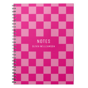 Pink Chequered Name Notebook
