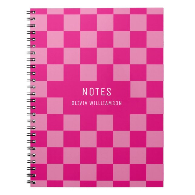 Pink Chequered Name Notebook (Front)