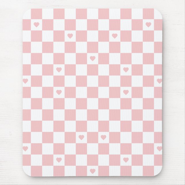 Pink Chequered Pattern Background Mousepad (Front)