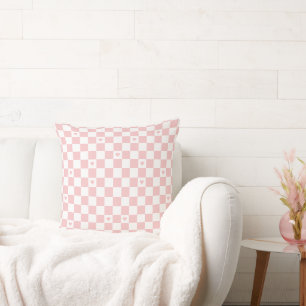 Pink Chequered Pattern Background Throw Pillow