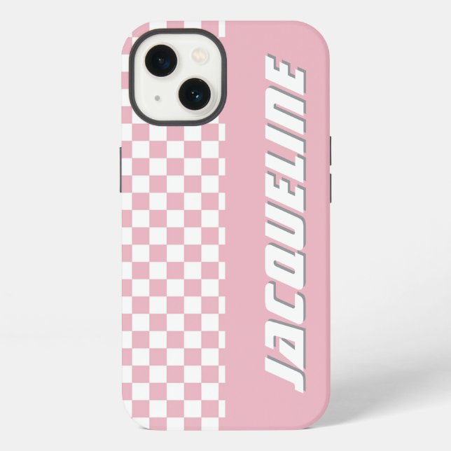 Pink Chequered Pattern iPhone Case (Back)