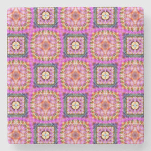 Pink Chequered Stone Coaster