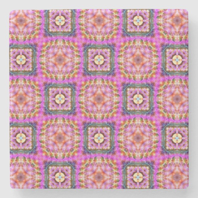 Pink Chequered Stone Coaster (Front)