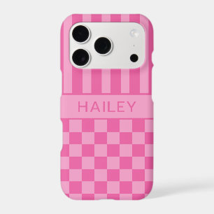 Pink Chequered Striped Personalized