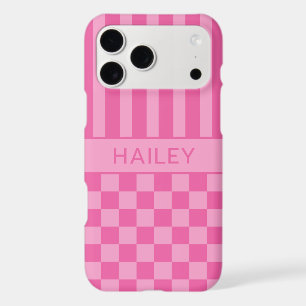 Pink Chequered Striped Personalized