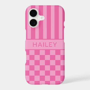 Pink Chequered Striped Personalized