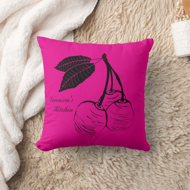 Pink Cherries  Throw Pillow (Blanket)