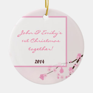 Pink Cherry Blosom Personalized Name Ornament
